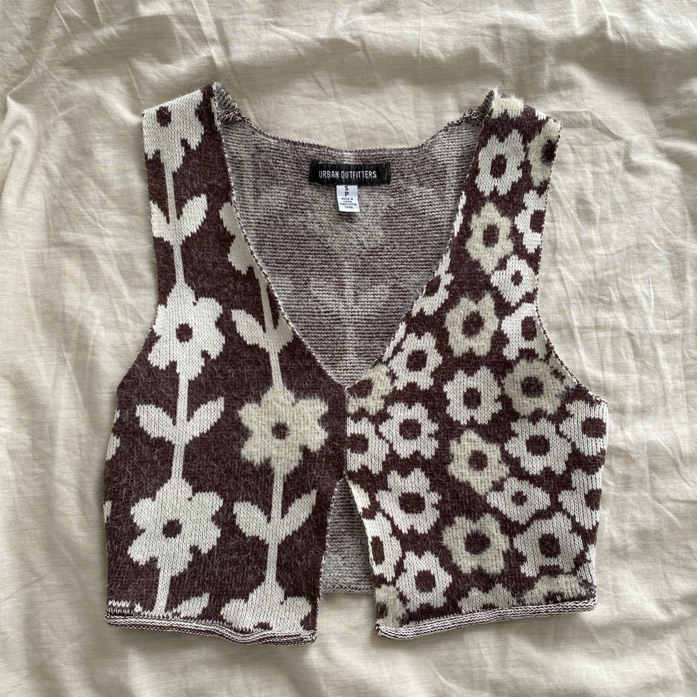 Urban Outfitters floral crop tank top with front slit